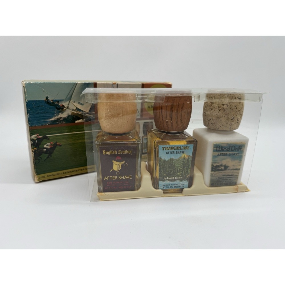 Vtg English Leather Winners Circle Gift Set 3 After Shave Bottles 2oz 1950s NIB